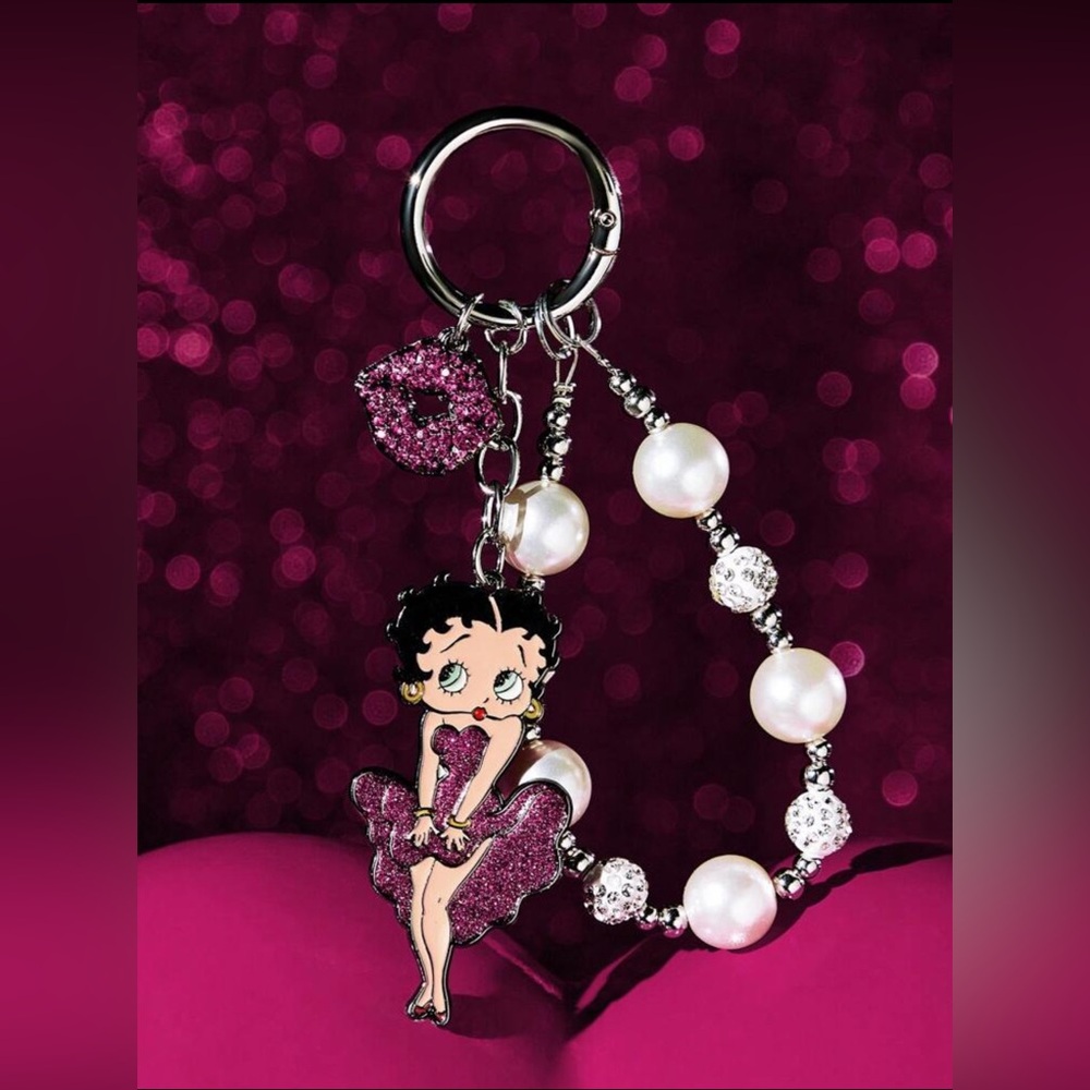 Betty Boop Pearl & Rhinestone Bag Charm Keychain NWT - Picture 6 of 11